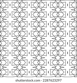  Stylish texture with figures from lines.Abstract geometric black and white pattern for web page, textures, card, poster, fabric, textile. Monochrome graphic repeating design.