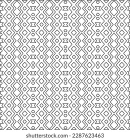  Stylish texture with figures from lines.Abstract geometric black and white pattern for web page, textures, card, poster, fabric, textile. Monochrome graphic repeating design. 