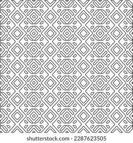  Stylish texture with figures from lines.Abstract geometric black and white pattern for web page, textures, card, poster, fabric, textile. Monochrome graphic repeating design. 