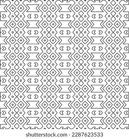  Stylish texture with figures from lines.Abstract geometric black and white pattern for web page, textures, card, poster, fabric, textile. Monochrome graphic repeating design. 