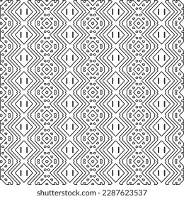  Stylish texture with figures from lines.Abstract geometric black and white pattern for web page, textures, card, poster, fabric, textile. Monochrome graphic repeating design.