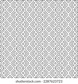  Stylish texture with figures from lines.Abstract geometric black and white pattern for web page, textures, card, poster, fabric, textile. Monochrome graphic repeating design. 