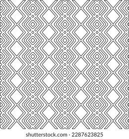  Stilvolle Textur mit Figuren aus Linien.Abstraktes geometrisches Schwarz-Weiß Muster für Webseiten, Texturen, Karten, Poster, Stoff, Textilien. Monochrome grafische Wiederholungsdesign.