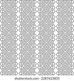  Stylish texture with figures from lines.Abstract geometric black and white pattern for web page, textures, card, poster, fabric, textile. Monochrome graphic repeating design.