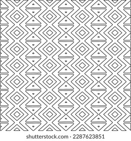  Stylish texture with figures from lines.Abstract geometric black and white pattern for web page, textures, card, poster, fabric, textile. Monochrome graphic repeating design. 