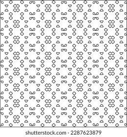  Stylish texture with figures from lines.Abstract geometric black and white pattern for web page, textures, card, poster, fabric, textile. Monochrome graphic repeating design. 