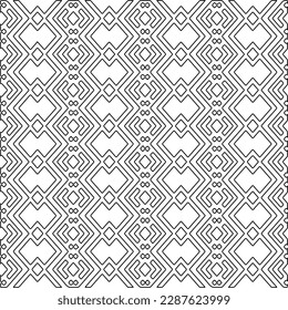 Stylish texture with figures from lines.Abstract geometric black and white pattern for web page, textures, card, poster, fabric, textile. Monochrome graphic repeating design.