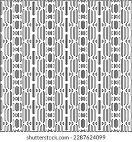  Stylish texture with figures from lines.Abstract geometric black and white pattern for web page, textures, card, poster, fabric, textile. Monochrome graphic repeating design. 