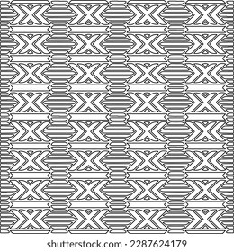  Stilvolle Textur mit Figuren aus Linien.Abstraktes geometrisches Schwarz-Weiß Muster für Webseiten, Texturen, Karten, Poster, Stoff, Textilien. Monochrome grafische Wiederholungsdesign. 