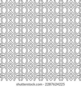  Stylish texture with figures from lines.Abstract geometric black and white pattern for web page, textures, card, poster, fabric, textile. Monochrome graphic repeating design.