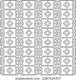  Stylish texture with figures from lines.Abstract geometric black and white pattern for web page, textures, card, poster, fabric, textile. Monochrome graphic repeating design. 