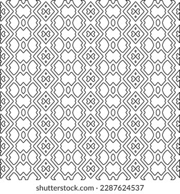  Stylish texture with figures from lines.Abstract geometric black and white pattern for web page, textures, card, poster, fabric, textile. Monochrome graphic repeating design.