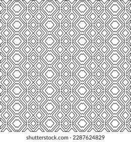  Stylish texture with figures from lines.Abstract geometric black and white pattern for web page, textures, card, poster, fabric, textile. Monochrome graphic repeating design.