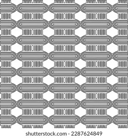  Stylish texture with figures from lines.Abstract geometric black and white pattern for web page, textures, card, poster, fabric, textile. Monochrome graphic repeating design.