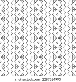  Stylish texture with figures from lines.Abstract geometric black and white pattern for web page, textures, card, poster, fabric, textile. Monochrome graphic repeating design. 