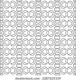  Stylish texture with figures from lines.Abstract geometric black and white pattern for web page, textures, card, poster, fabric, textile. Monochrome graphic repeating design. 