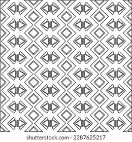 Stylish texture with figures from lines.Abstract geometric black and white pattern for web page, textures, card, poster, fabric, textile. Monochrome graphic repeating design.
