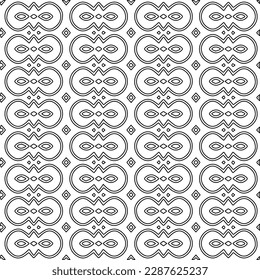  Stylish texture with figures from lines.Abstract geometric black and white pattern for web page, textures, card, poster, fabric, textile. Monochrome graphic repeating design. 