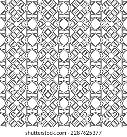  Stylish texture with figures from lines.Abstract geometric black and white pattern for web page, textures, card, poster, fabric, textile. Monochrome graphic repeating design.