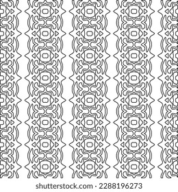  Stylish texture with figures from lines.Abstract geometric black and white pattern for web page, textures, card, poster, fabric, textile. Monochrome graphic repeating design. 