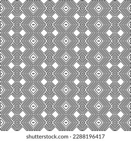  Stylish texture with figures from lines.Abstract geometric black and white pattern for web page, textures, card, poster, fabric, textile. Monochrome graphic repeating design. 