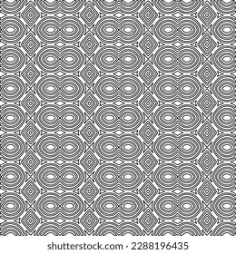  Stylish texture with figures from lines.Abstract geometric black and white pattern for web page, textures, card, poster, fabric, textile. Monochrome graphic repeating design. 