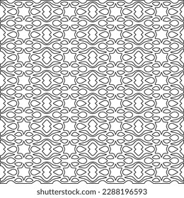  Stylish texture with figures from lines.Abstract geometric black and white pattern for web page, textures, card, poster, fabric, textile. Monochrome graphic repeating design. 