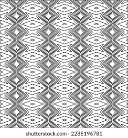  Stilvolle Textur mit Figuren aus Linien.Abstraktes geometrisches Schwarz-Weiß Muster für Webseiten, Texturen, Karten, Poster, Stoff, Textilien. Monochrome grafische Wiederholungsdesign. 
