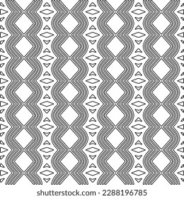  Stylish texture with figures from lines.Abstract geometric black and white pattern for web page, textures, card, poster, fabric, textile. Monochrome graphic repeating design. 