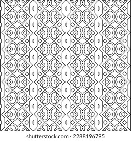  Stylish texture with figures from lines.Abstract geometric black and white pattern for web page, textures, card, poster, fabric, textile. Monochrome graphic repeating design. 