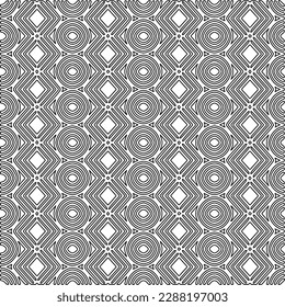  Stylish texture with figures from lines.Abstract geometric black and white pattern for web page, textures, card, poster, fabric, textile. Monochrome graphic repeating design. 