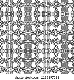  Stylish texture with figures from lines.Abstract geometric black and white pattern for web page, textures, card, poster, fabric, textile. Monochrome graphic repeating design. 