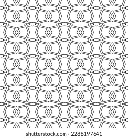  Stylish texture with figures from lines.Abstract geometric black and white pattern for web page, textures, card, poster, fabric, textile. Monochrome graphic repeating design. 