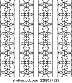  Stylish texture with figures from lines.Abstract geometric black and white pattern for web page, textures, card, poster, fabric, textile. Monochrome graphic repeating design. 