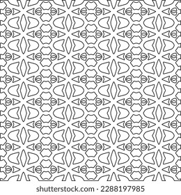  Stylish texture with figures from lines.Abstract geometric black and white pattern for web page, textures, card, poster, fabric, textile. Monochrome graphic repeating design. 