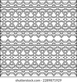 Stylish texture with figures from lines.Abstract geometric black and white pattern for web page, textures, card, poster, fabric, textile. Monochrome graphic repeating design. 