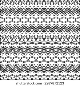 Stylish texture with figures from lines.Abstract geometric black and white pattern for web page, textures, card, poster, fabric, textile. Monochrome graphic repeating design. 