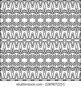 Stylish texture with figures from lines.Abstract geometric black and white pattern for web page, textures, card, poster, fabric, textile. Monochrome graphic repeating design. 