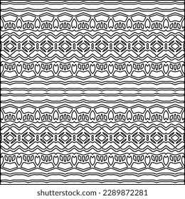 Stylish texture with figures from lines.Abstract geometric black and white pattern for web page, textures, card, poster, fabric, textile. Monochrome graphic repeating design. 