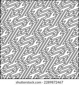 Stylish texture with figures from lines.Abstract geometric black and white pattern for web page, textures, card, poster, fabric, textile. Monochrome graphic repeating design. 