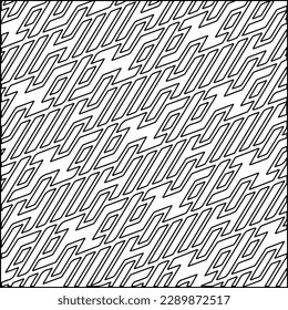 Stylish texture with figures from lines.Abstract geometric black and white pattern for web page, textures, card, poster, fabric, textile. Monochrome graphic repeating design. 