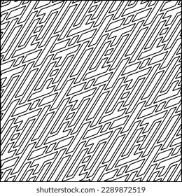 Stylish texture with figures from lines.Abstract geometric black and white pattern for web page, textures, card, poster, fabric, textile. Monochrome graphic repeating design. 