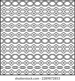 Stylish texture with figures from lines.Abstract geometric black and white pattern for web page, textures, card, poster, fabric, textile. Monochrome graphic repeating design. 