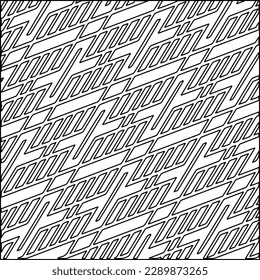 Stylish texture with figures from lines.Abstract geometric black and white pattern for web page, textures, card, poster, fabric, textile. Monochrome graphic repeating design.