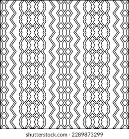 Stylish texture with figures from lines.Abstract geometric black and white pattern for web page, textures, card, poster, fabric, textile. Monochrome graphic repeating design. 