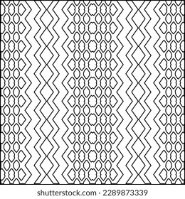 Textura elegante con figuras de líneas.Patrón geométrico en blanco y negro para páginas web, texturas, tarjetas, afiches, tela, textil. Diseño repetitivo gráfico monocromo. 