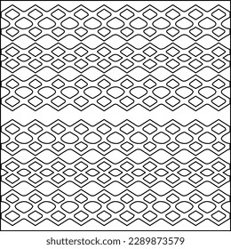 Stylish texture with figures from lines.Abstract geometric black and white pattern for web page, textures, card, poster, fabric, textile. Monochrome graphic repeating design. 