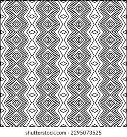 Stylish texture with figures from lines.Abstract geometric black and white pattern for web page, textures, card, poster, fabric, textile. Monochrome graphic repeating design. 