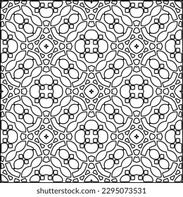 Stylish texture with figures from lines.Abstract geometric black and white pattern for web page, textures, card, poster, fabric, textile. Monochrome graphic repeating design. 