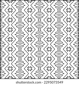 Stylish texture with figures from lines.Abstract geometric black and white pattern for web page, textures, card, poster, fabric, textile. Monochrome graphic repeating design. 